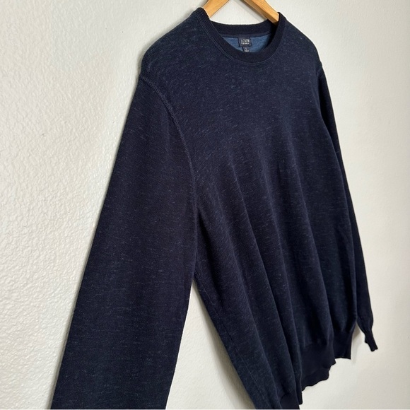 J. Crew Sweater Men's Large Navy Cotton Crewneck Classic Long Sleeves - Picture 5 of 6